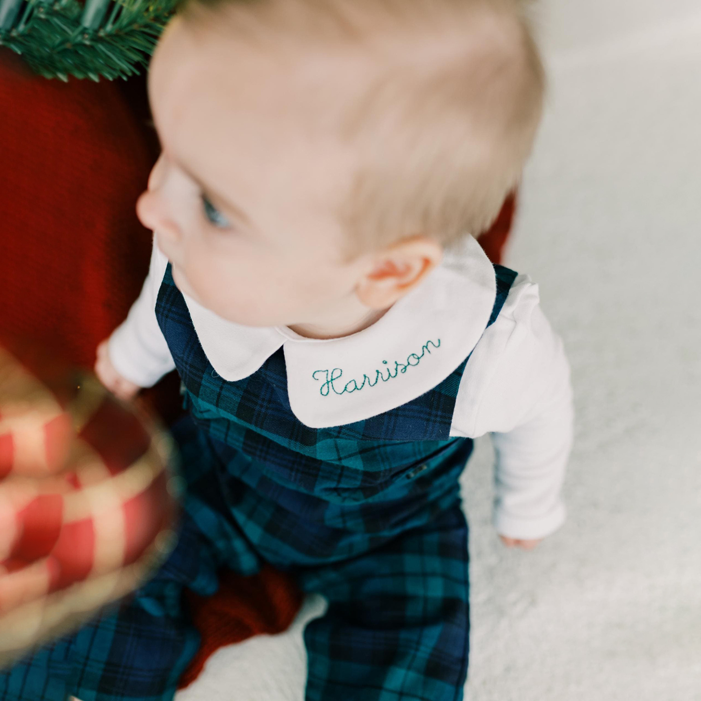 Personalized Baby Embroidered Peter Pan Collar Romper | CWBaby272