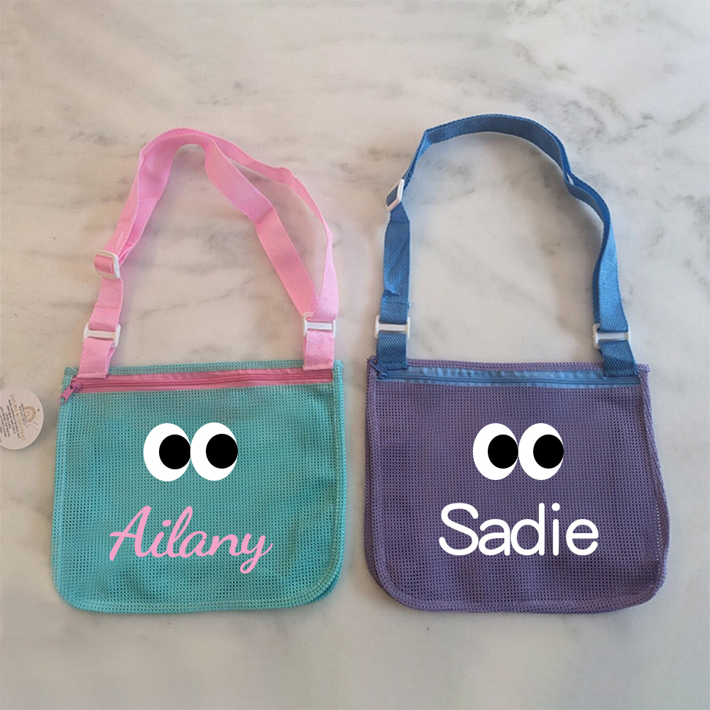 Personalized Seashell Zipper Mesh Beach Bag | CWBeach0101