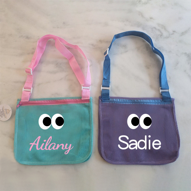 Personalized Seashell Zipper Mesh Beach Bag | CWBeach0101