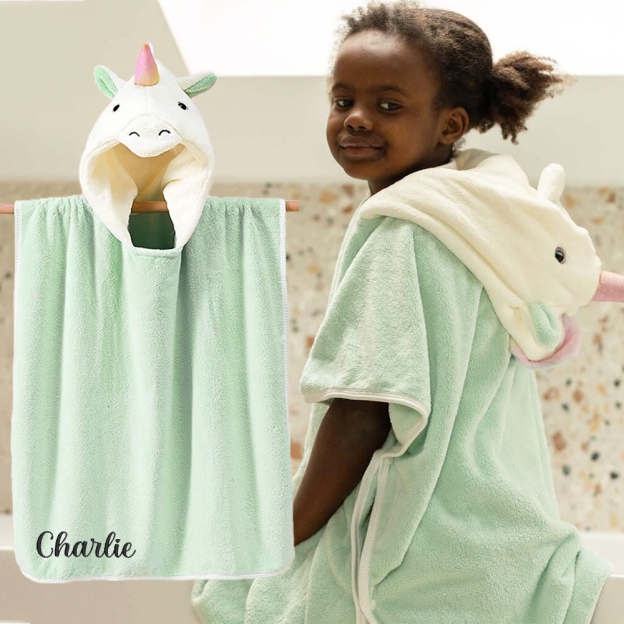 Personalized Embroidery Unicorn Hooded Baby Towel | CWBaby280