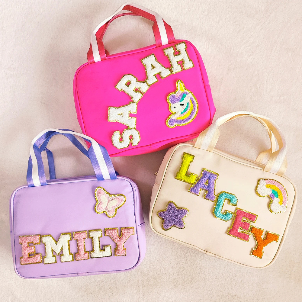 Personalized Chenille Letters Patch Kids Lunch Bag