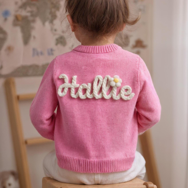 Personalized Hand Embroidered Kids Cardigan | CWBaby289
