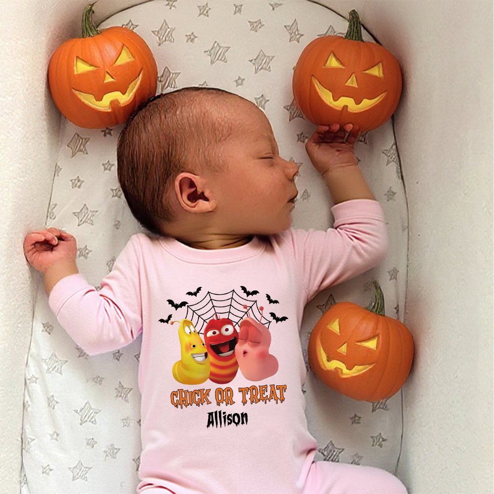 Personalized Larva's Halloween Funny Baby Romper | Larva08