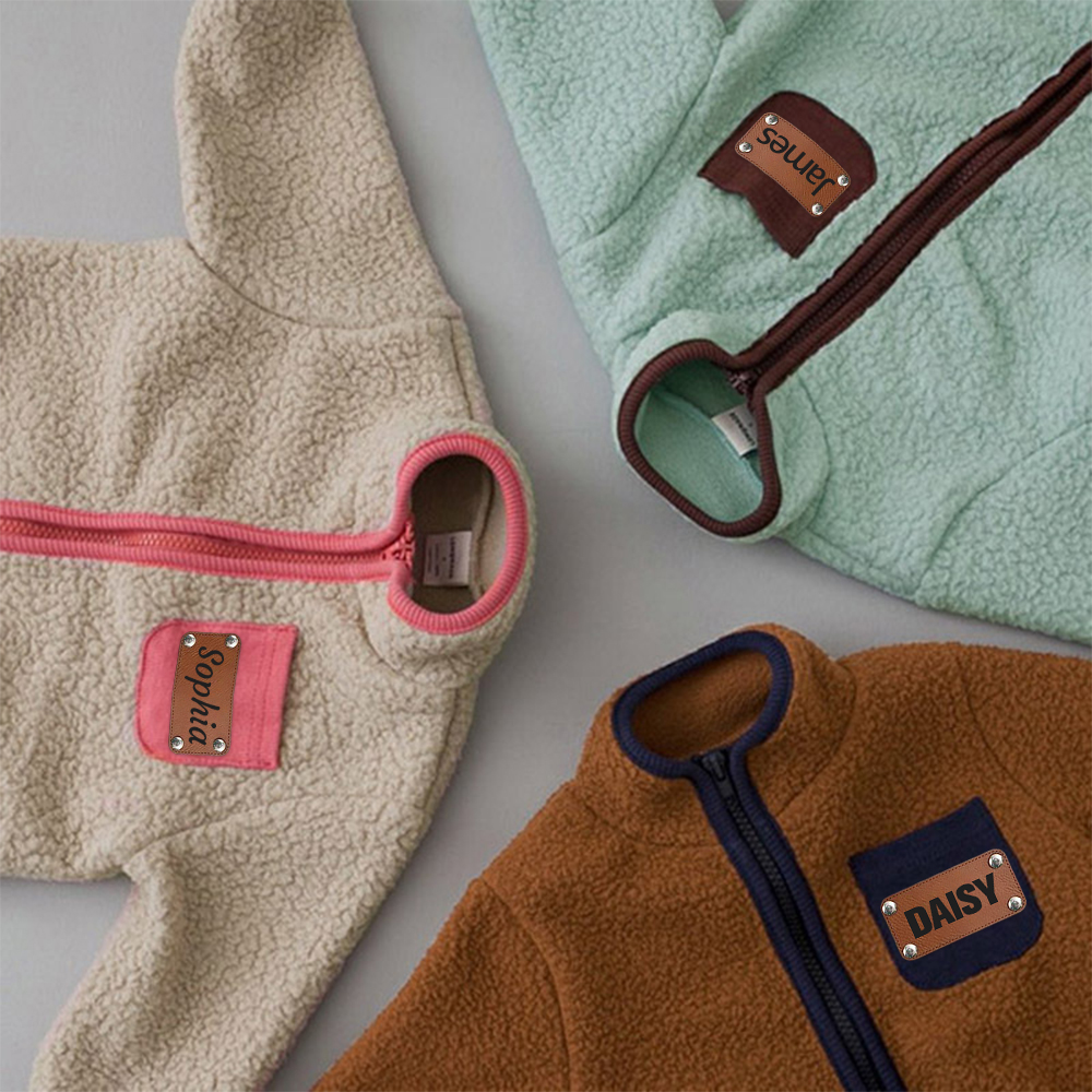 Personalized Leather Patch Baby Soft Sherpa Jumpsuit | CWBaby290