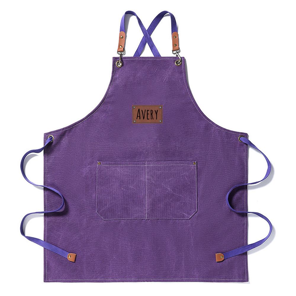 Personalized Leather Patch Canvas Apron with Pockets for Kid & Adult | Apron25