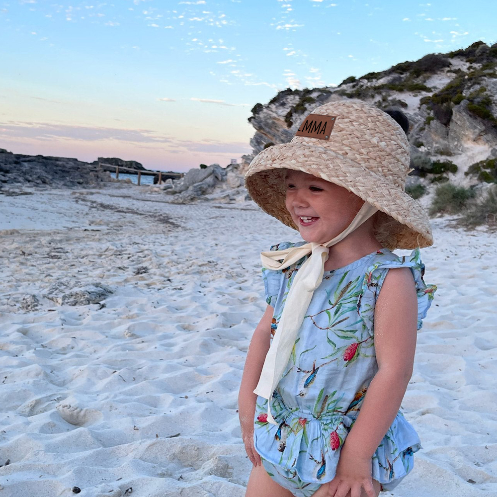 Personalized Summer Leather Patch Straw Hat for Comfort & Unique | CWBeach85