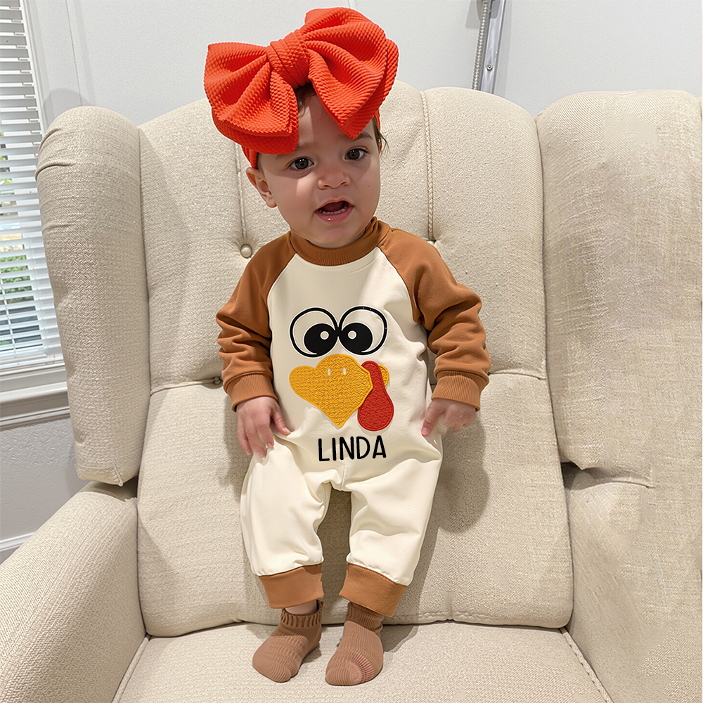 Personalized Baby Lovely Thanksgiving Turkey Romper | CWThanks04