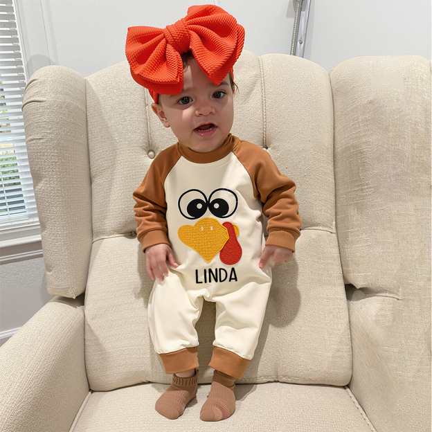 Personalized Baby Lovely Thanksgiving Turkey Romper | CWThanks04