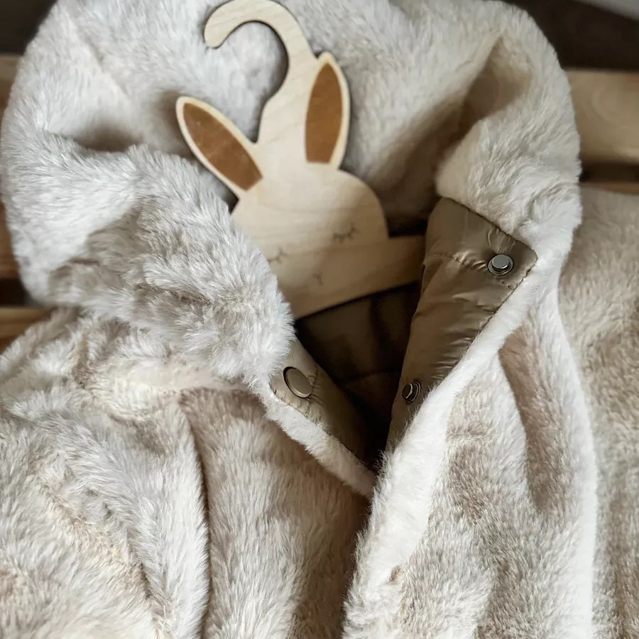 Personalized Toddler Lovely Bear Winter Warm Plush Hooded Jacket | CWBaby360