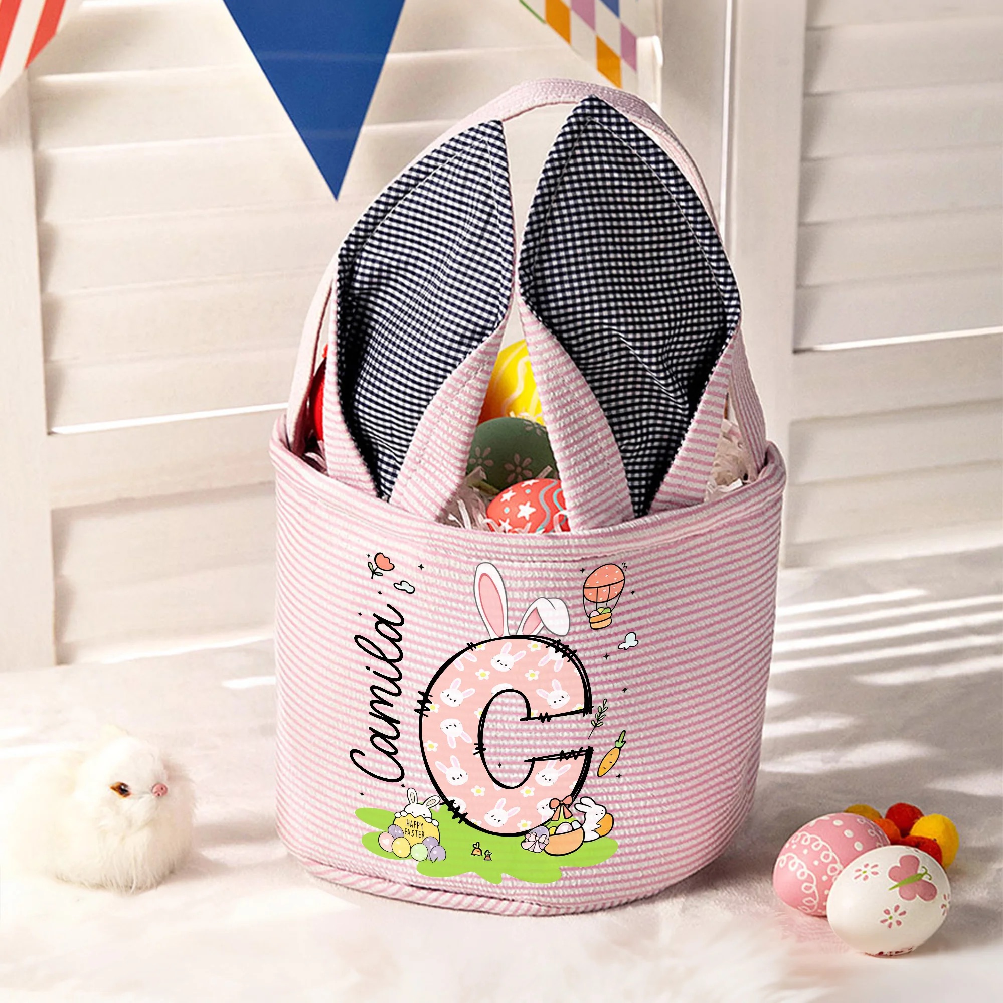 Personalized Easter Egg Hunt Bunny Basket | CWEaster87