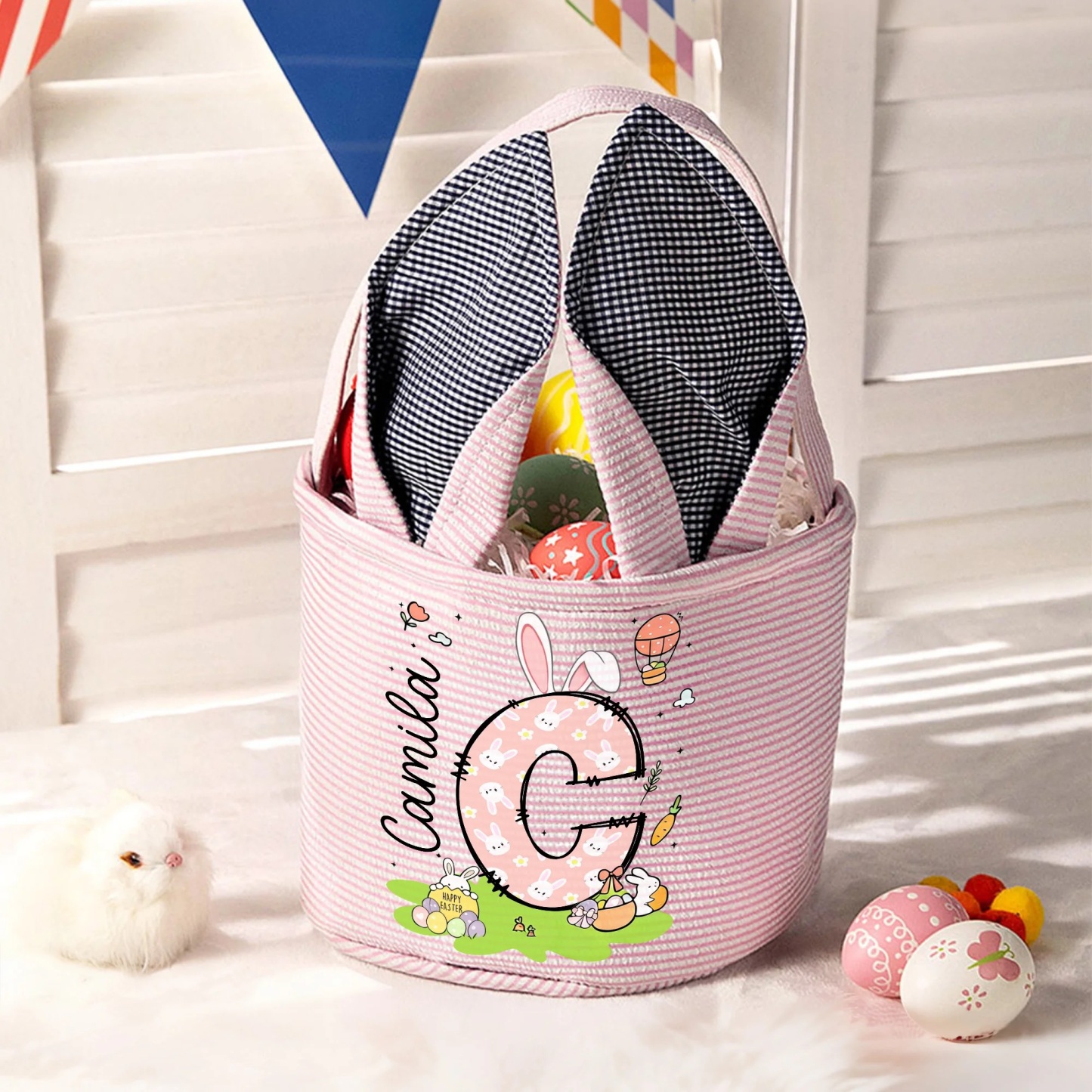 Personalized Easter Egg Hunt Bunny Basket | CWEaster87