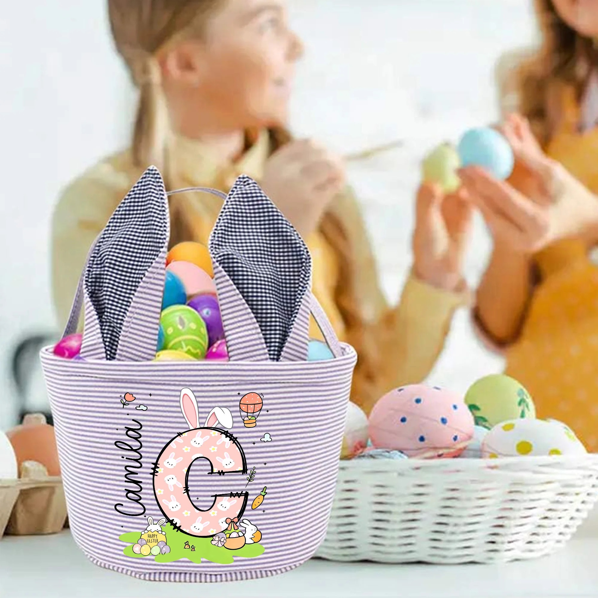 Personalized Easter Egg Hunt Bunny Basket | CWEaster87