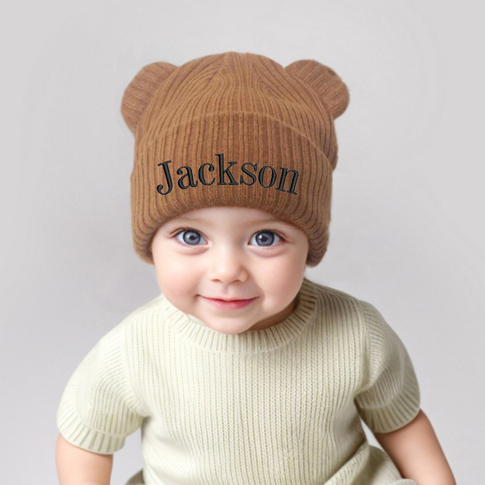 Personalized Embroidery Lovely Bear Baby Hat for Comfort & Unique | HSKid57