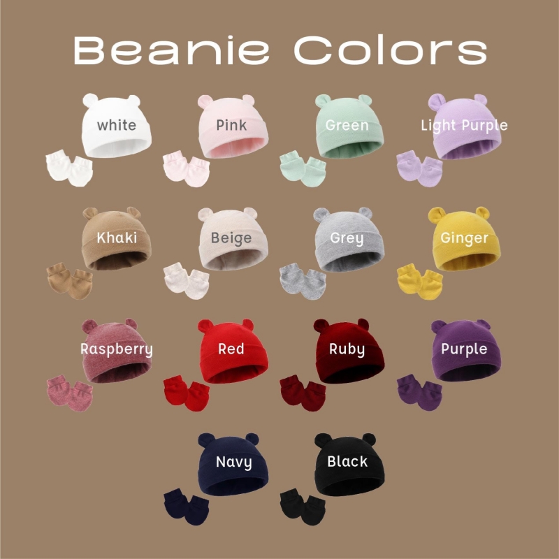 Personalized Bear Newborn Homecoming Hat and Gloves Set | HSKid56