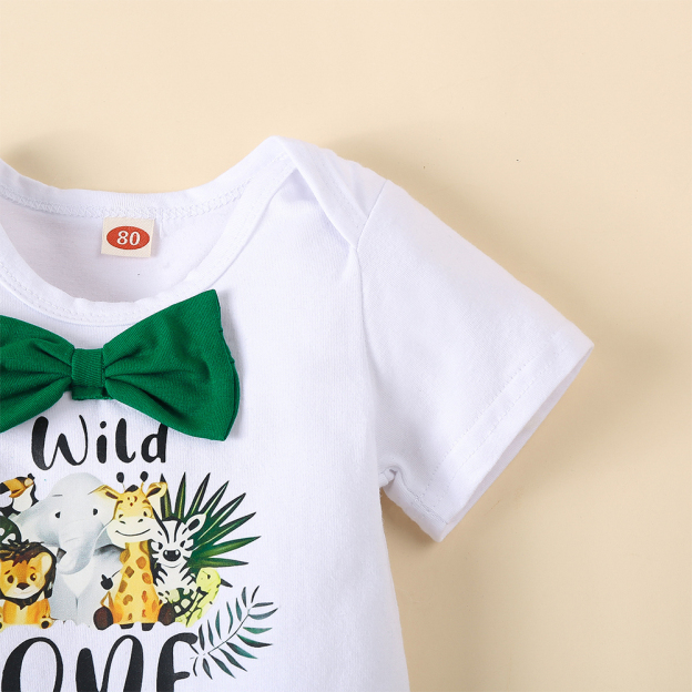 Personalised Baby Boy 1st Birthday Animal Print Overalls Set | CWBaby195