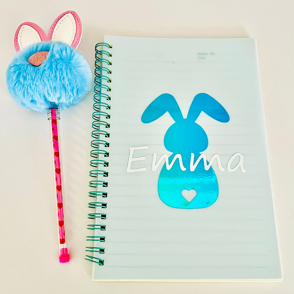 Personalised Easter Bunny Notebook and Pom-Pen Set  | CWToy108