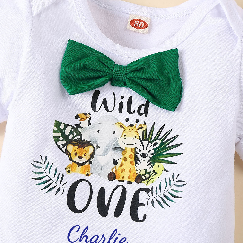 Personalised Baby Boy 1st Birthday Animal Print Overalls Set | CWBaby195