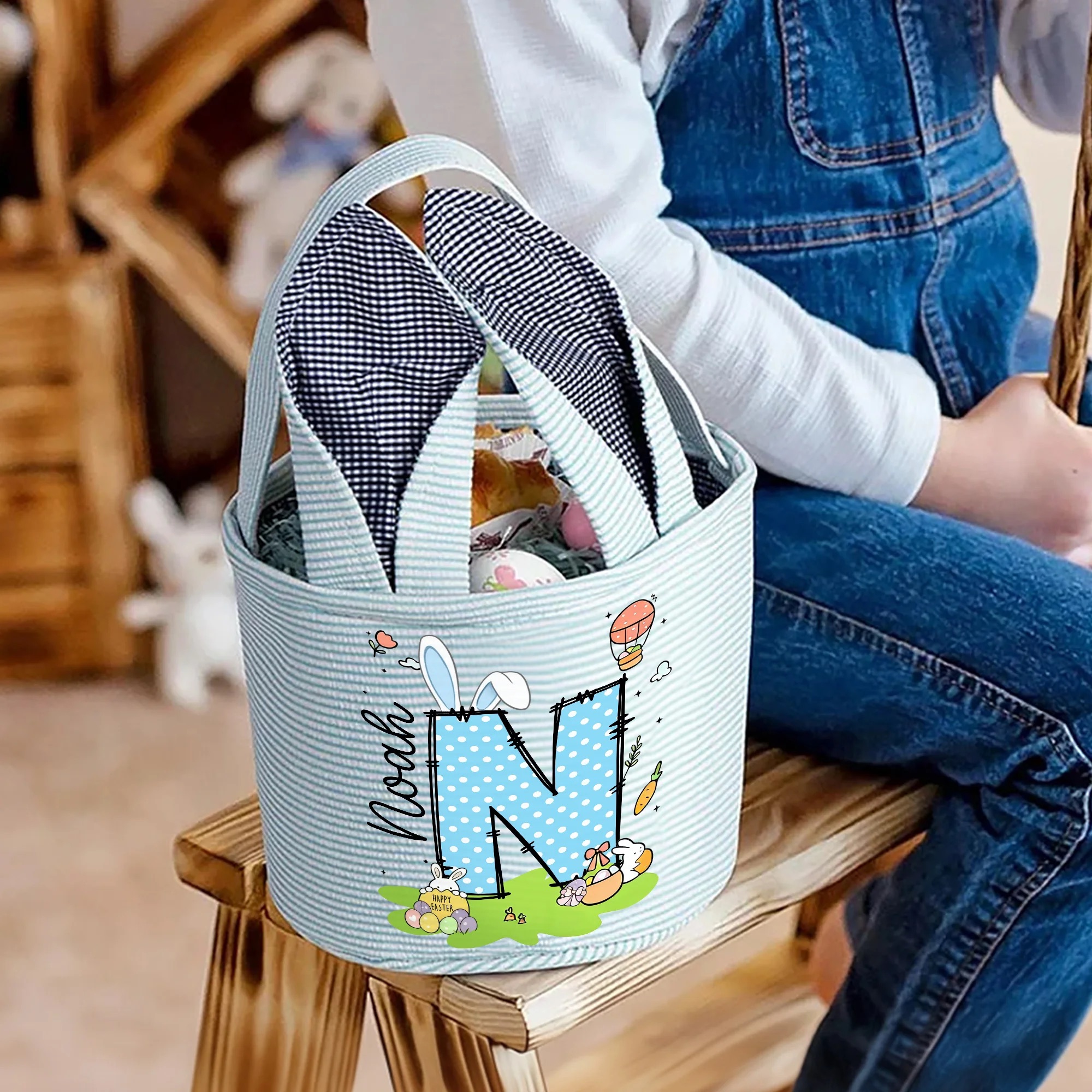 Personalized Easter Egg Hunt Bunny Basket | CWEaster87