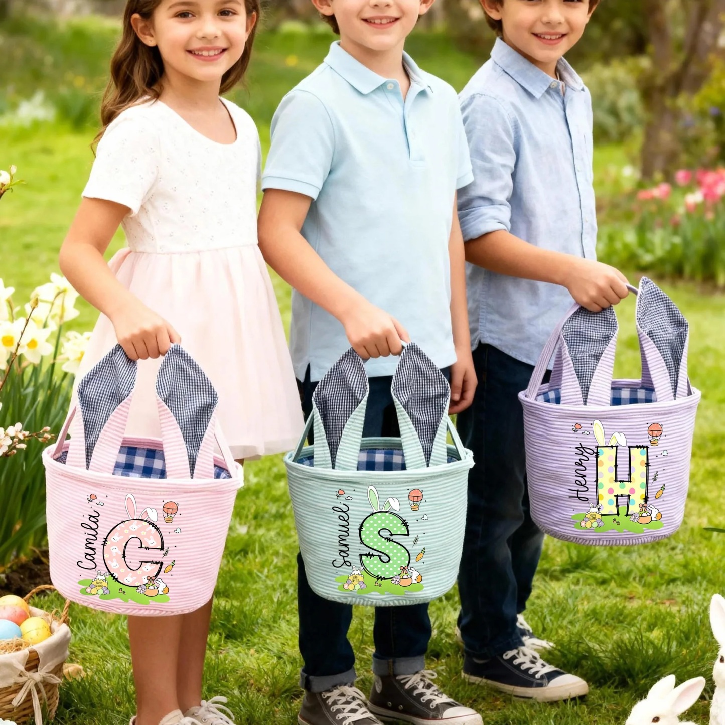 Personalized Easter Egg Hunt Bunny Basket | CWEaster87