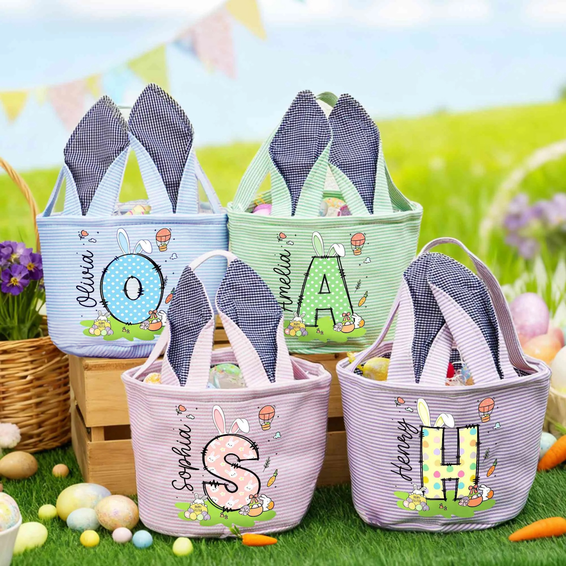 Personalized Easter Egg Hunt Bunny Basket | CWEaster87