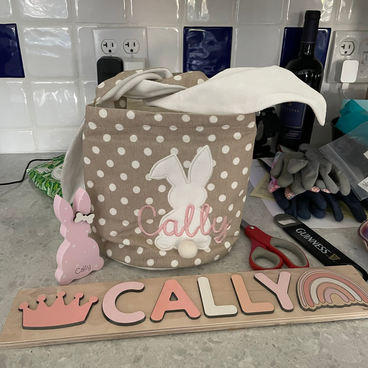 Personalised Embroidered Easter Bunny Basket | CWEaster45