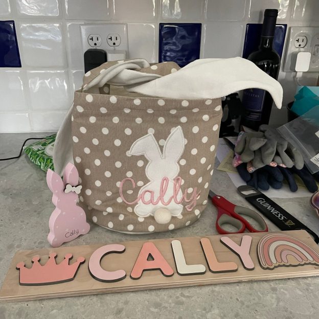 Personalised Embroidered Easter Bunny Basket | CWEaster45