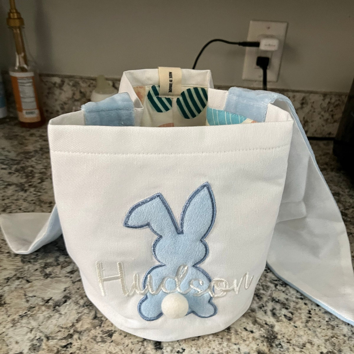 Personalised Embroidered Easter Bunny Basket | CWEaster45
