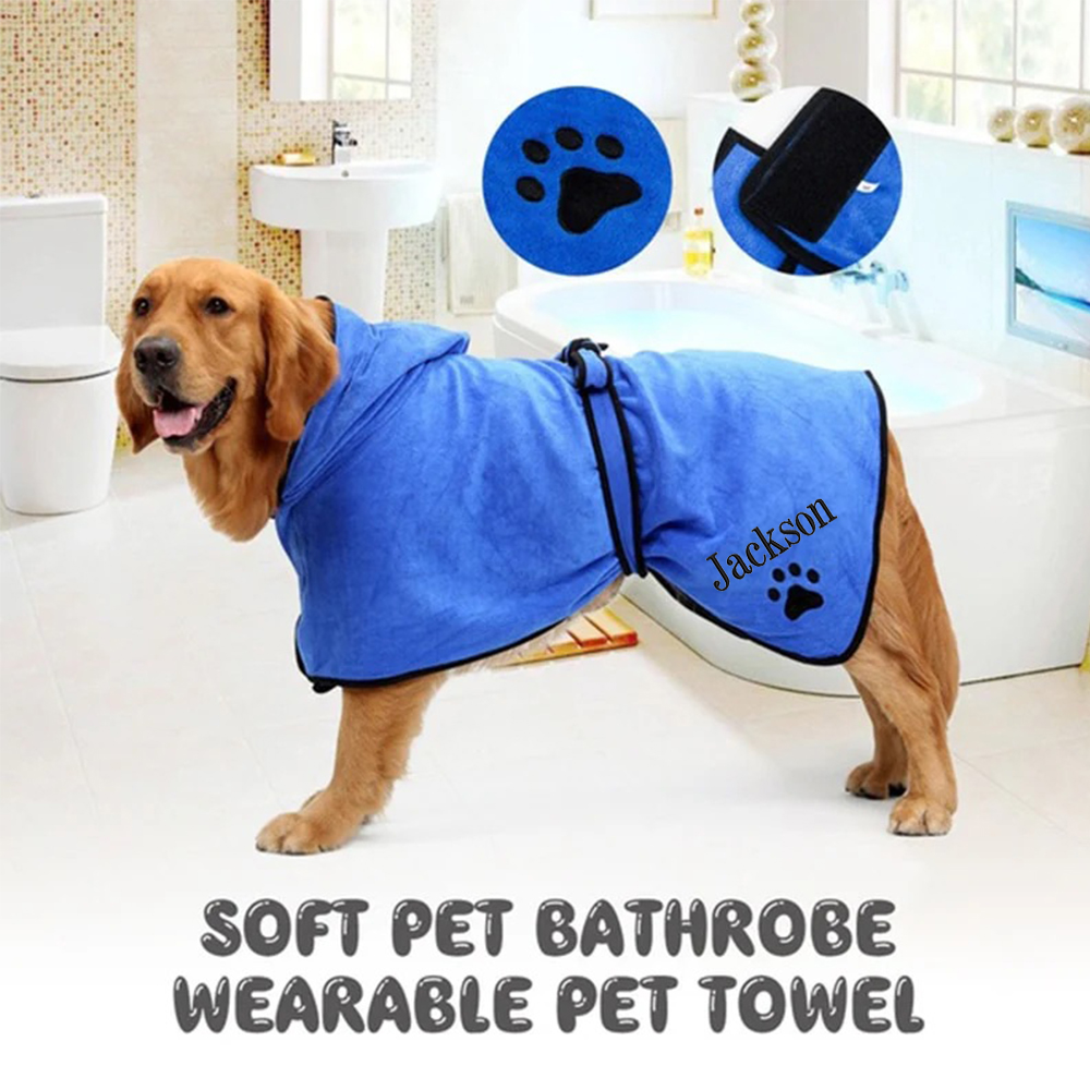 Personalized Pet Embroidery Soft Bathrobe Towel | BKPet92
