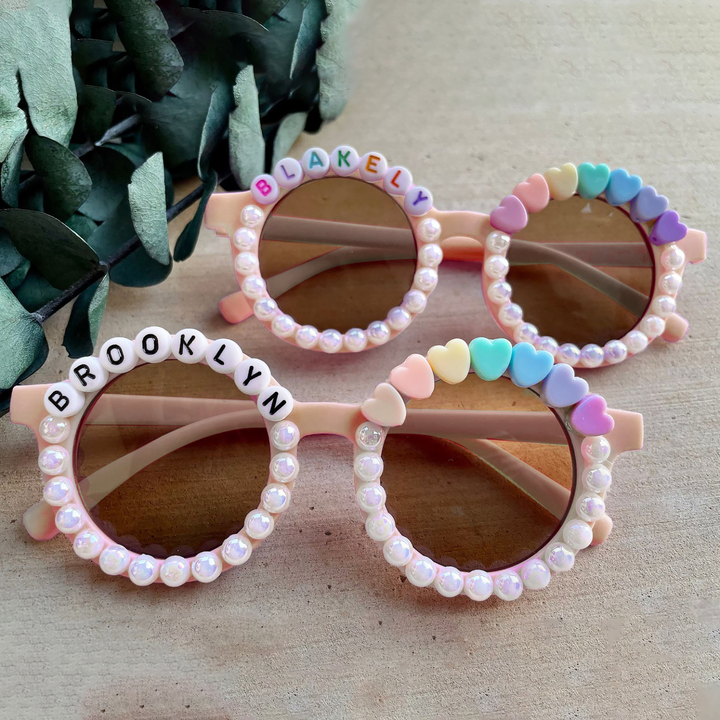 Personalized Name with Pearl & Heart Sunglasses For Adults | CWBeach139