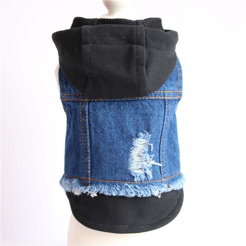Personalized Embroidered Fake two-piece Hoodie Denim Dog Jacket  | MNCloth222