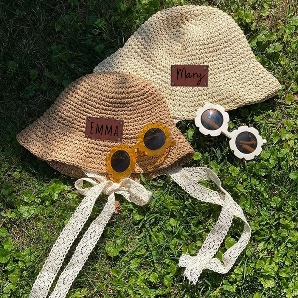 Personalized Summer Leather Patch Straw Hat for Comfort & Unique | CWBeach52