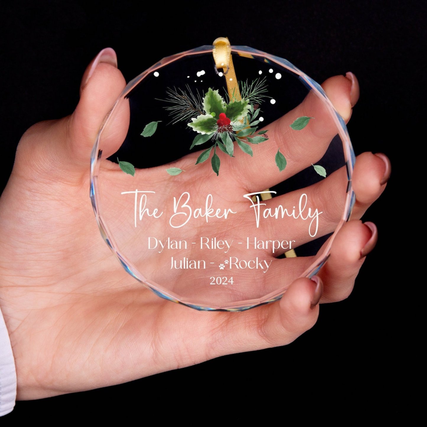 Personalized Glass Family Christmas Ornaments | CWGlass19