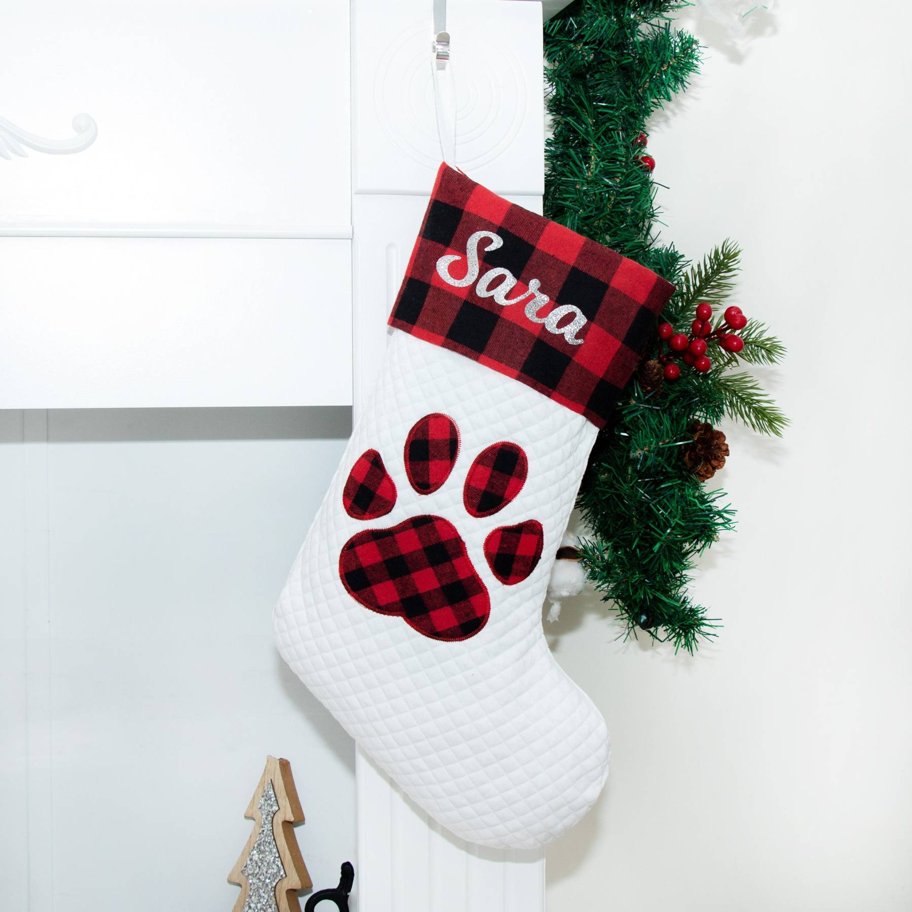 Personalized Buffalo Plaid Christmas Stocking | MCGift58