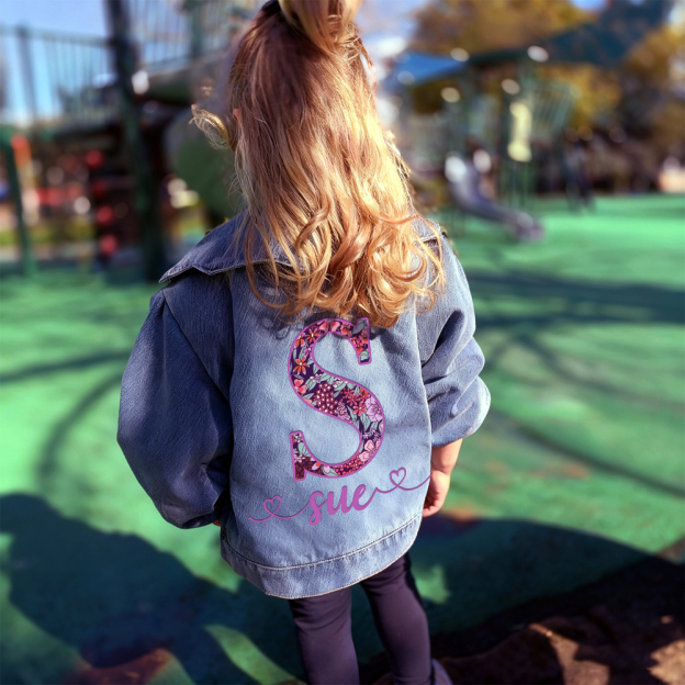 Personalized Monogramed Lovely Bubble Sleeves Denim Jacket | CWBaby341