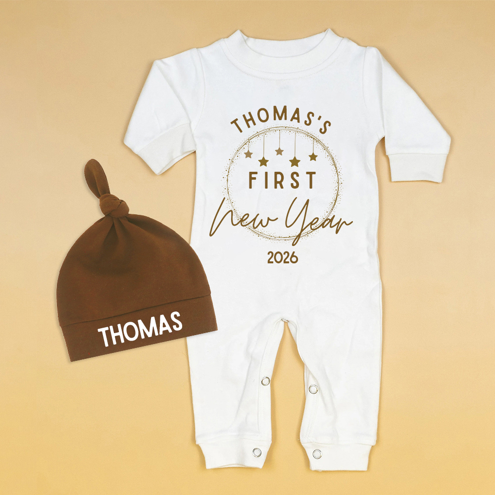 Personalized Baby 1st New Year Romper and Hat Set | CWBaby342