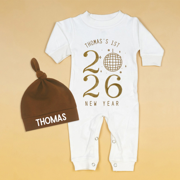 Personalized Baby 1st New Year Romper and Hat Set | CWBaby343