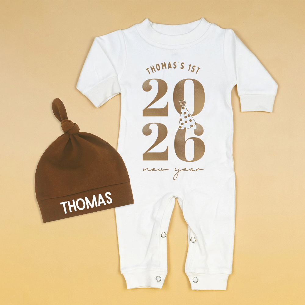 Personalized Baby 1st New Year Romper and Hat Set | CWBaby344