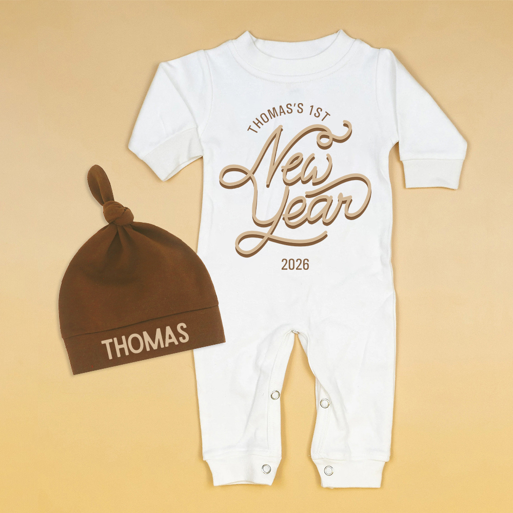 Personalized Baby 1st New Year Romper and Hat Set | CWBaby345