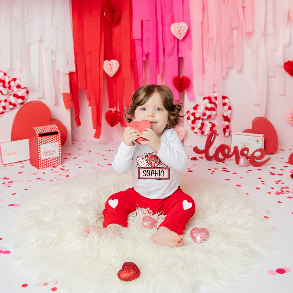 Personalized Baby 1st Valentines Day Outfit Set | CWBaby371