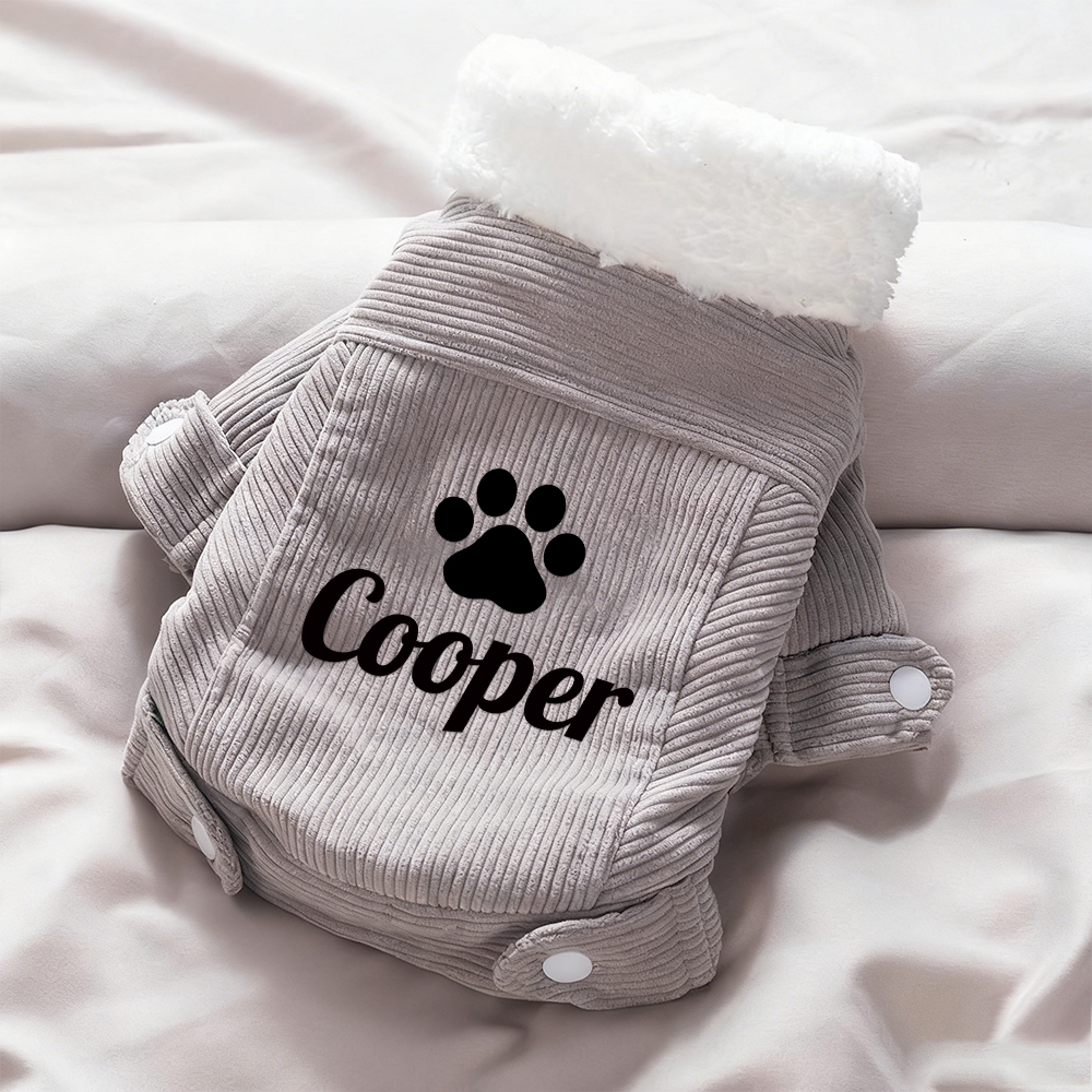 Personalized Pet Winter Warm Corduroy Sherpa Jacket | BKPet290