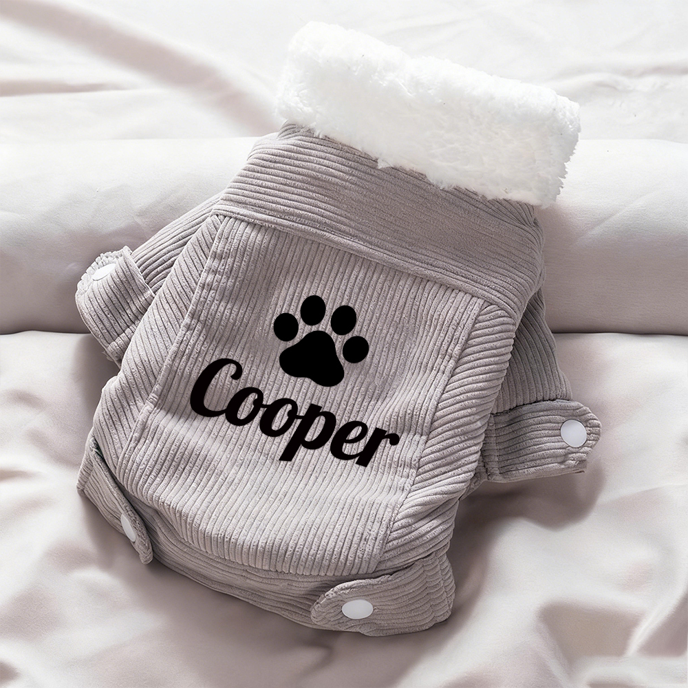 Personalized Pet Winter Warm Corduroy Sherpa Jacket | BKPet290