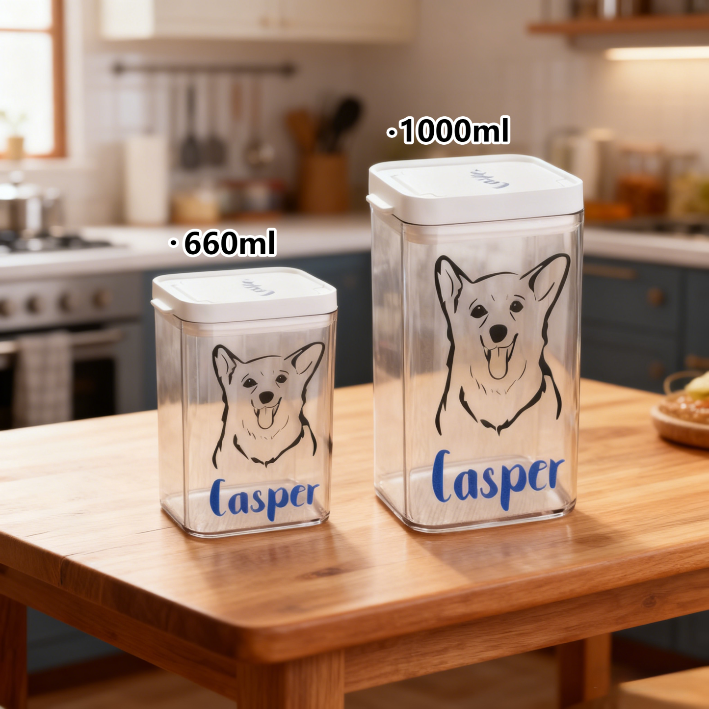Personalized Pet Portrait Clear Treat Storage Box | BKPet292