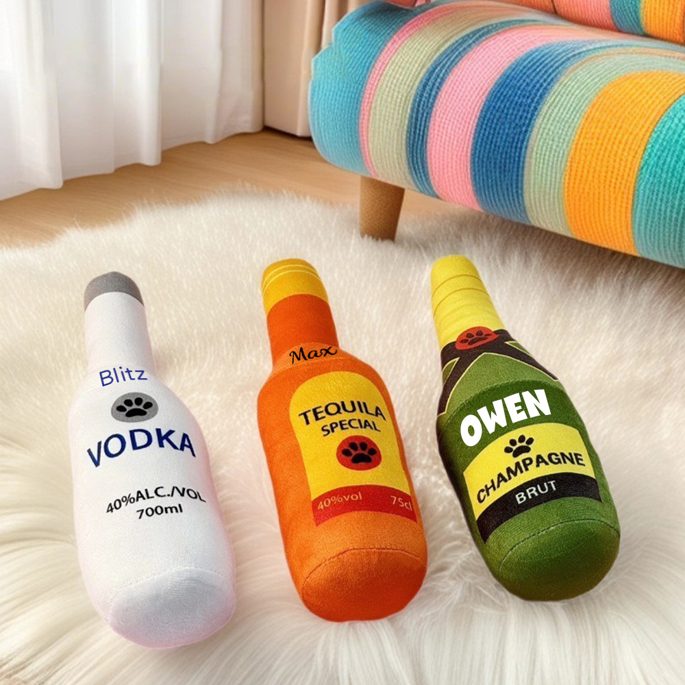 Personalized Pet Durable Wine Bottles Squeaky Toy | BKPet291