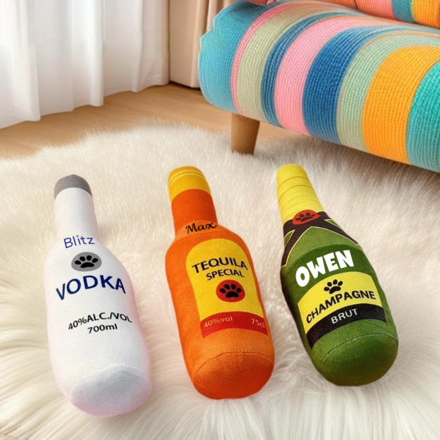 Personalized Pet Durable Wine Bottles Squeaky Toy | BKPet291