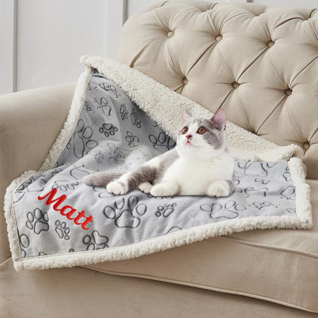 Personalized Embroidered Pet Winter Warm Sherpa Blanket | BKPet297
