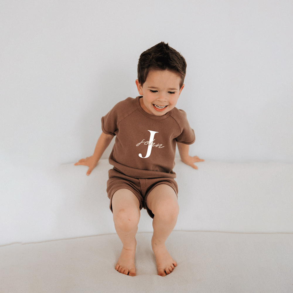 Personalized Baby waffle-knit Cozy Soft Outfit Set | CWBaby381