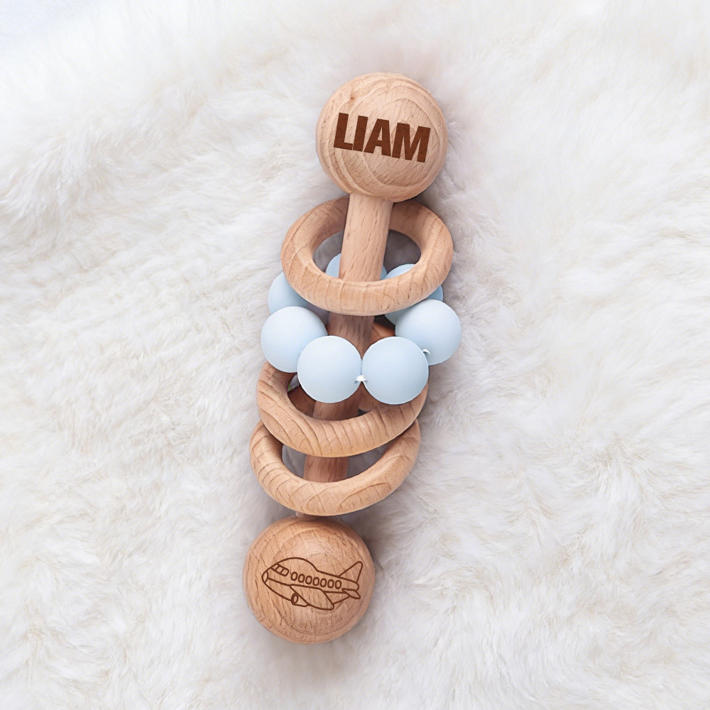 Personalized Baby Sensory Wooden Rattle Toys | CWToy171