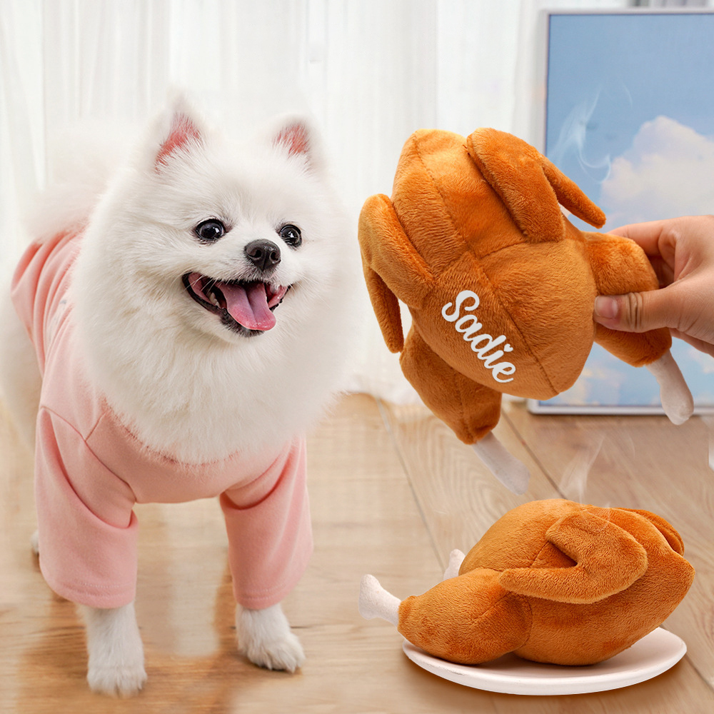 Personalized Funny Roast Chicken Pet Squeaky Toy | BKPet313