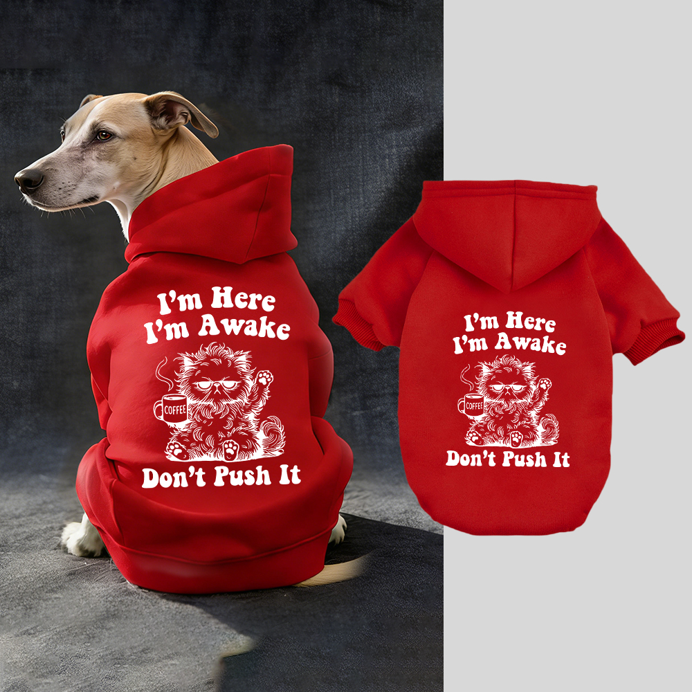 I'M HERE I'M AWAKE DON'T PUSH IT Puppy Hoodie | BKPet328