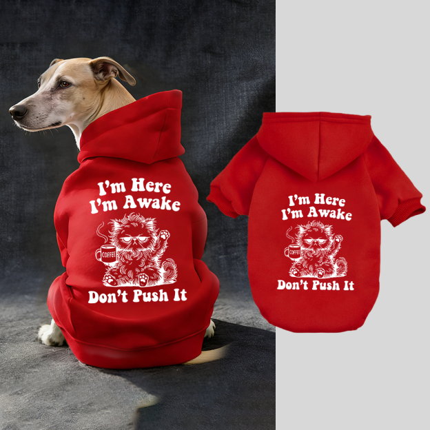 I'M HERE I'M AWAKE DON'T PUSH IT Puppy Hoodie | BKPet328